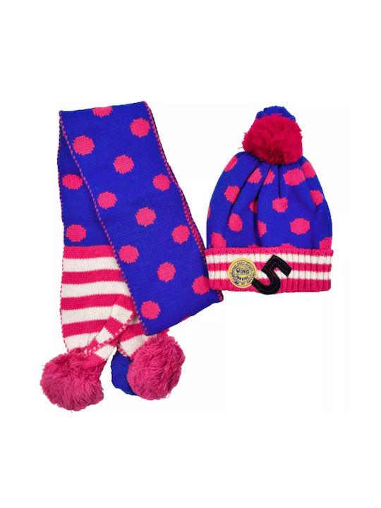 Bode Kids Beanie Set with Scarf Knitted Fuchsia