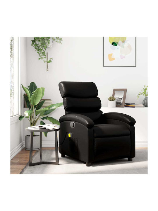 Relax Armchair Massage with Footstool made of Leatherette Black