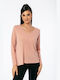 Boutique Women's Blouse Long Sleeve with V Neck Pink