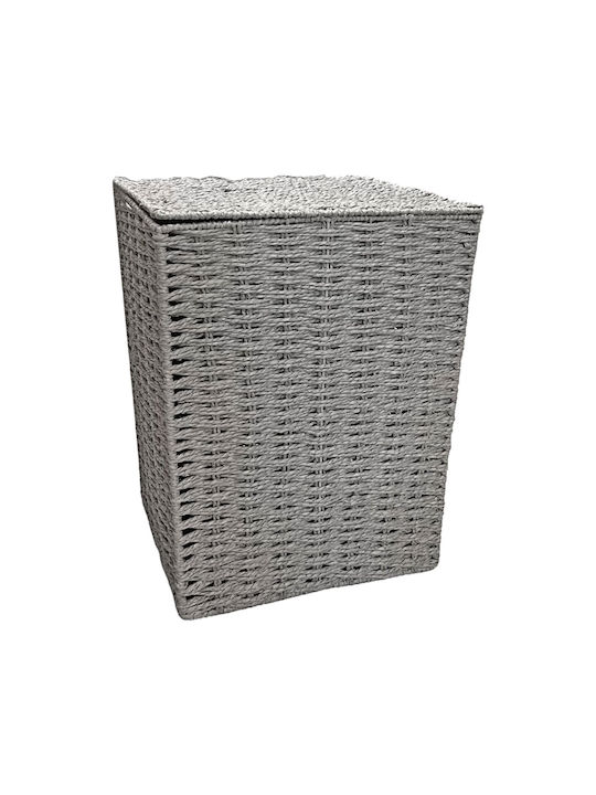 TnS Wicker Laundry Basket with Lid 40x28x55cm Gray