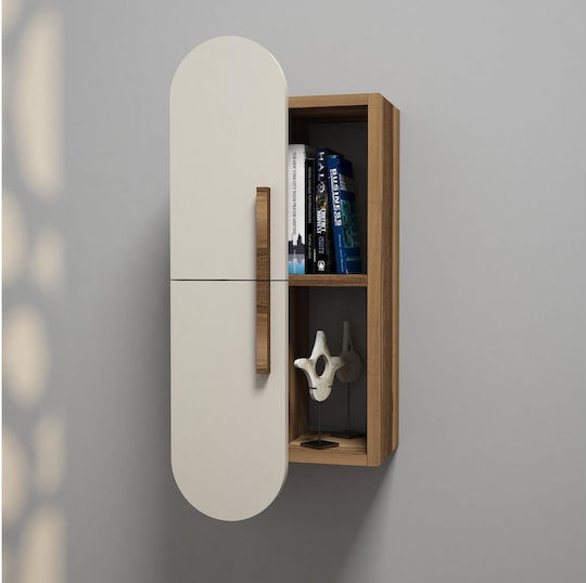 Rose Wall Living Room Cabinet Made of Particle Board Brown/Cream 60x35x80cm