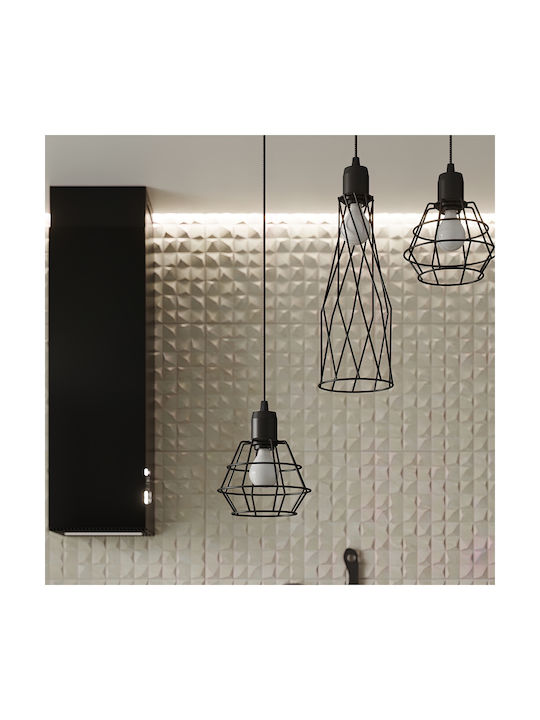 Sollux Pendant Light Black for 4 Bulbs E27 38x38x20cm