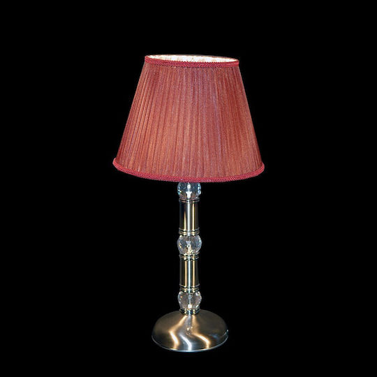 DITS Lighting Kristall Tischlampe mit Rot Schirm und Silber Basis