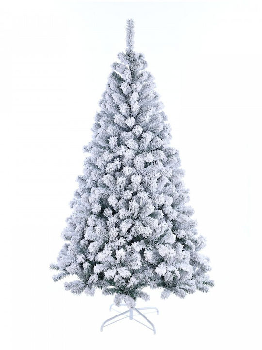 Χριστουγεννιάτικο Δέντρο Λευκό Χιονισμένο 240εκ. με Μεταλλική Βάση