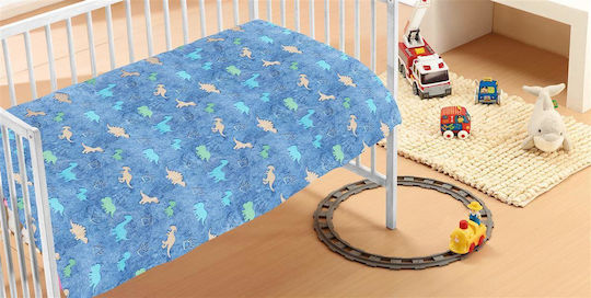 Dimcol Blanket Cot Fleece Blue Phosphorescent Dinosaur blue 140x110cm