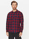 Western Long Sleeve Flannel Shirt in Regular Fit Checked Red