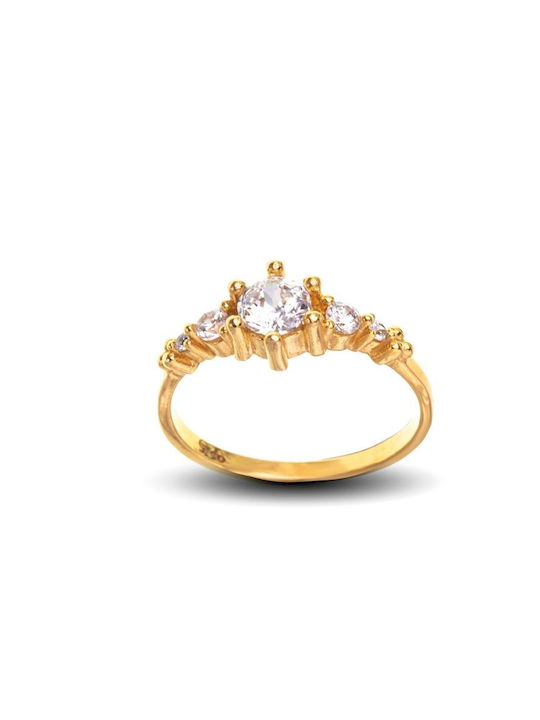 Paraxenies Women's Gold Plated Silver Ring with Zircon