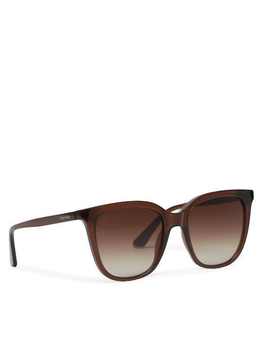 Calvin Klein Unisex Γυαλιά Ηλίου με Καφέ Κοκκάλινο Σκελετό και Καφέ Φακό CK23506S 200