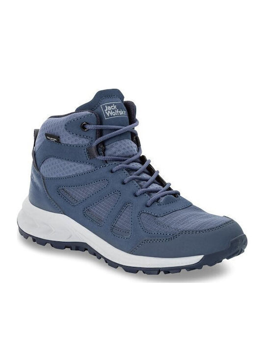 Jack Wolfskin Woodland 2 Γυναικεία Ορειβατικά Μποτάκια Αδιάβροχα Γκρι