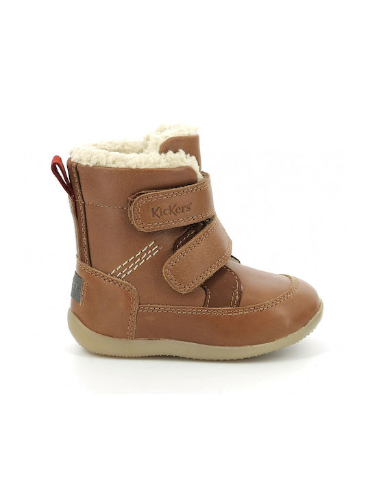 Kickers Kids PU Leather Boots Brown