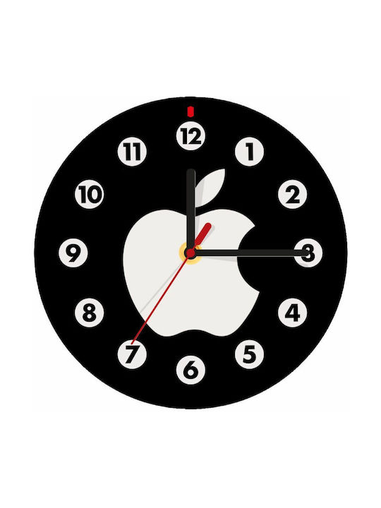 Koupakoupa Apple Ρολόι Τοίχου Ξύλινο Μαύρο Ø19cm