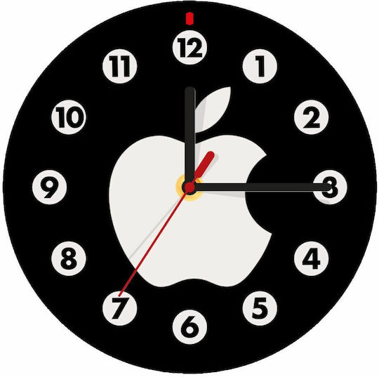 Koupakoupa Apple Wanduhr Hölzernes Schwarz Ø19cm