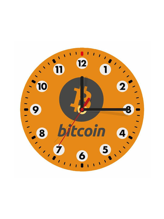 Koupakoupa Bitcoin Wall Clock Wooden Orange Ø19cm