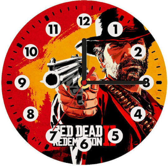 Koupakoupa Dead Redemption 2 Wall Clock Wooden Red Ø19cm