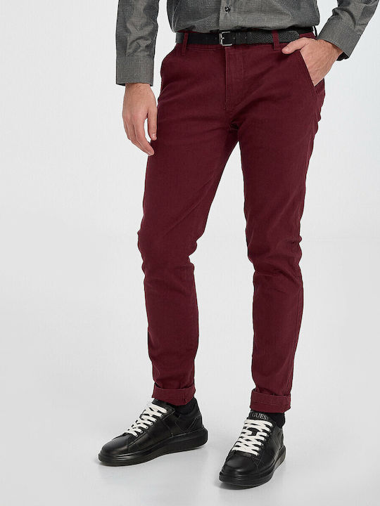 Trousers Chino Elastic in Slim Fit Bordeaux