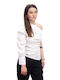 Avant Garde Women's Summer Blouse with One Shoulder White.