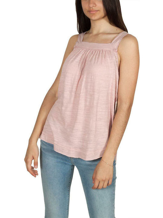 Free People Damen Sommer Bluse Baumwolle Ärmellos Pink