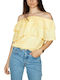 Γυναικεία Καλοκαιρινή Μπλούζα Off-Shoulder Κοντομάνικη Κίτρινη