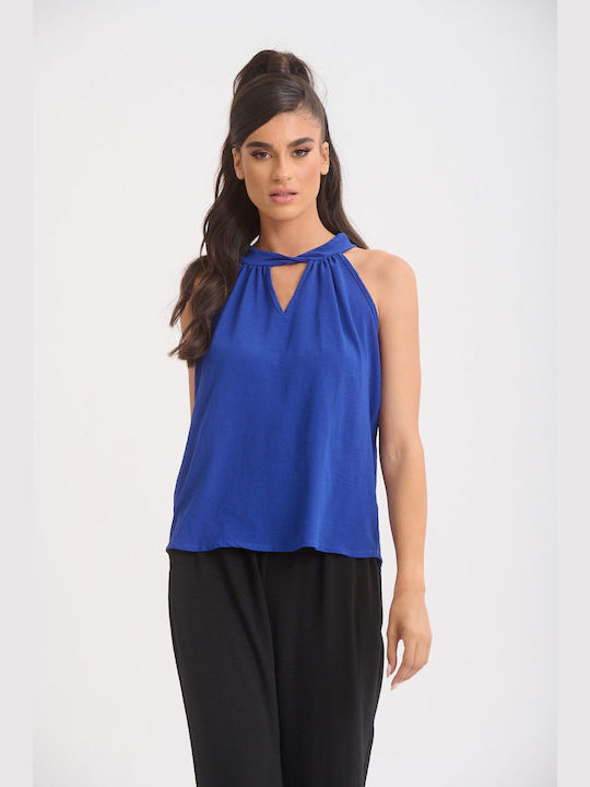 Boutique Women's Blouse Sleeveless Blue 99242