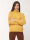 Women's Long Sleeve Sweater Woolen Turtleneck Yellow
