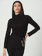 Women's Blouse Long Sleeve Turtleneck Black