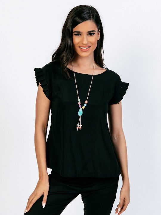 Boutique Women's Summer Blouse Sleeveless Black