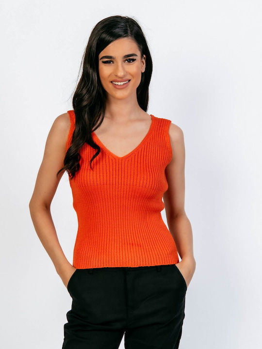 Boutique Damen Sommer Bluse Ärmellos Orange