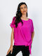 Boutique Women's Summer Blouse Short Sleeve Fuchsia