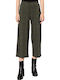 'kate Women's High-waisted Fabric Capri Trousers with Elastic Green (190512/IVY GREEN)