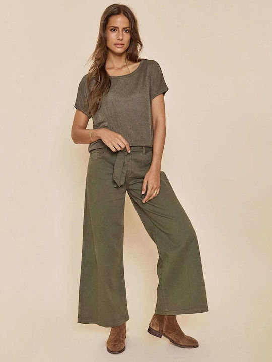 Mos Mosh Γυναικεία Υφασμάτινη Παντελόνα Πράσινη