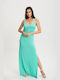 Lipsy London Summer Maxi Evening Dress Open Back with Slit Turquoise