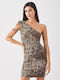 Lipsy London Mini Evening Dress Beige