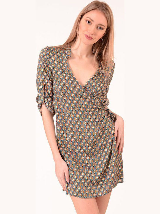Lipsy London Sommer Mini Hemdkleid Wickel Grün