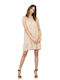 Huxley & Grace Summer Mini Dress with Ruffle Beige