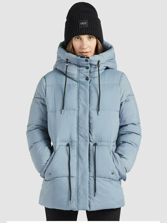 Khujo Women's Short Puffer Jacket for Winter with Hood Blue