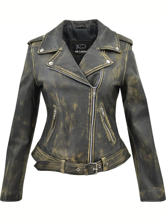 Dermatina 100 Women's Short Biker Leather Jacke...