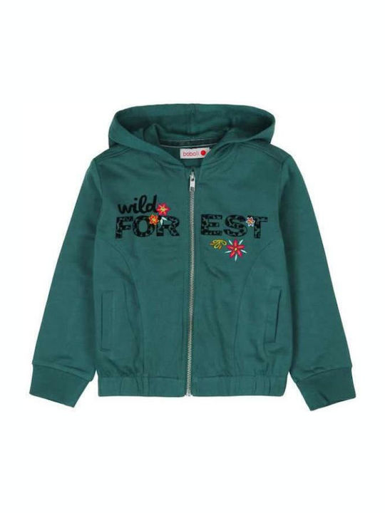 Boboli Cardigan pentru copii din material frotirat Green Jacket