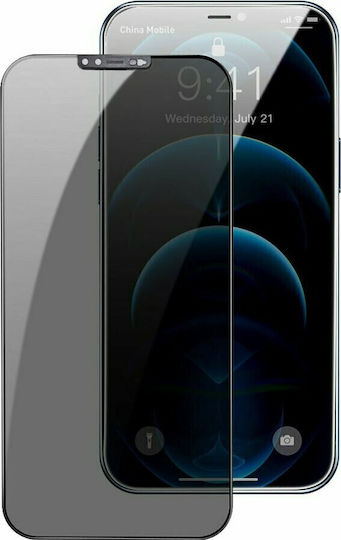 Anti Spy 0.3mm Full Glue Full Face Tempered Glass Μαύρο (iPhone 12 mini)