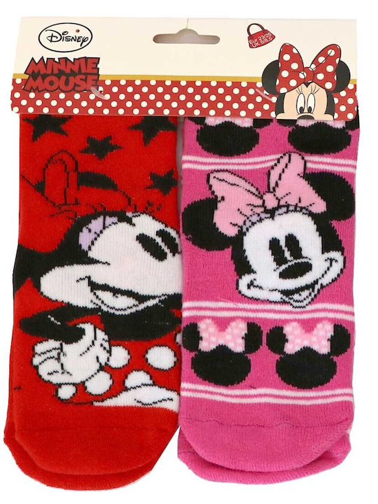 Disney Non-slip Kids' Long Socks κόκκινο 2 Pairs