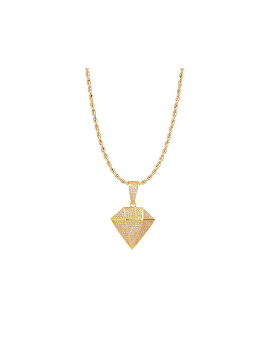 Iced Diamond-shaped Halskette Vergoldet