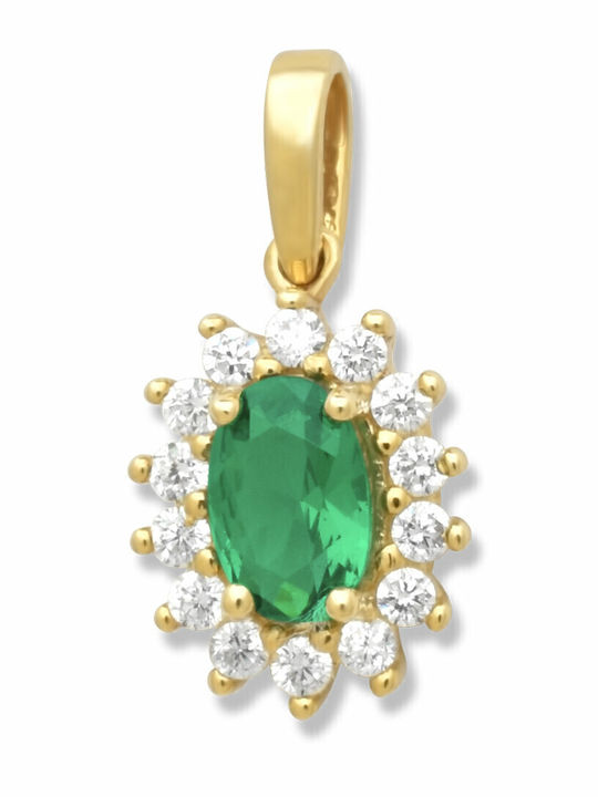 Goldjewels Gold Charm with Stones 14K with Green Zircon