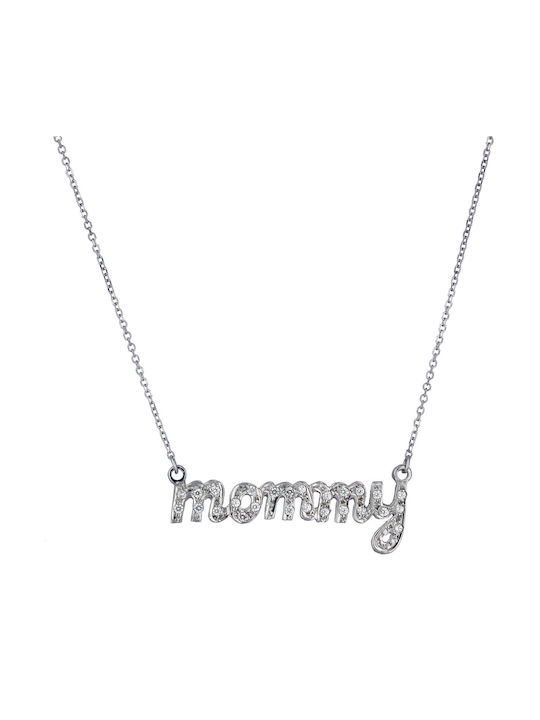 Necklace Mum from White Gold 14K