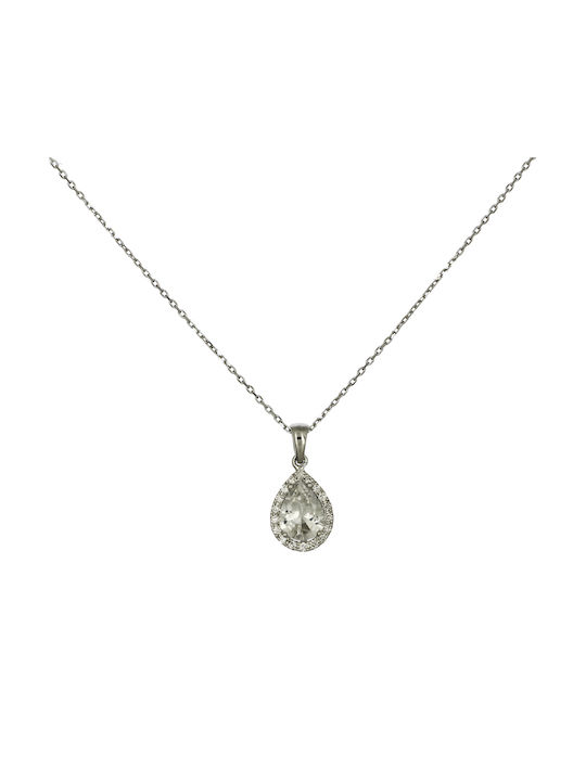 Necklace with design Tear from White gold 18k