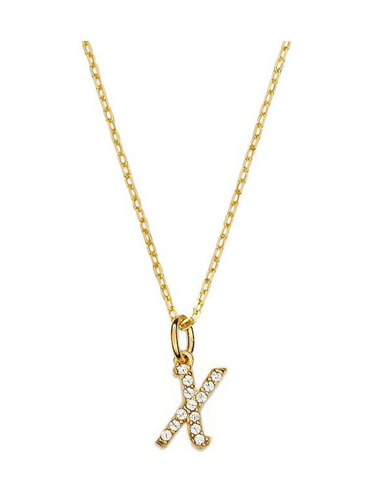 Necklace Monogram Gold Plated with Zircon