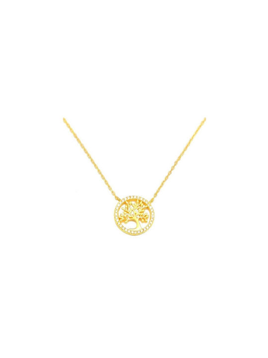 Necklace from Gold Plated Silver with Zircon