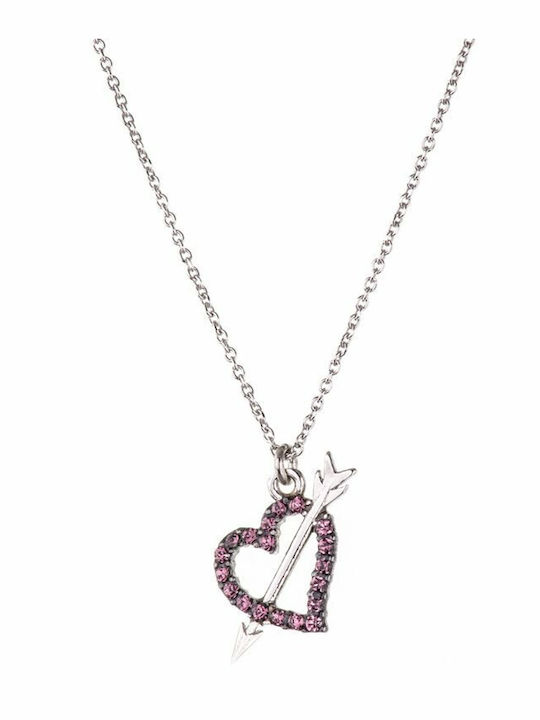 Exis Jewellery Κολιέ με σχέδιο Καρδιά από Ασήμι