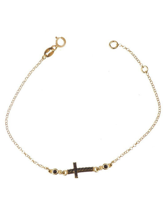 Paraxenies Bracelet with Cross design made of Silver Gold Plated with Zircon