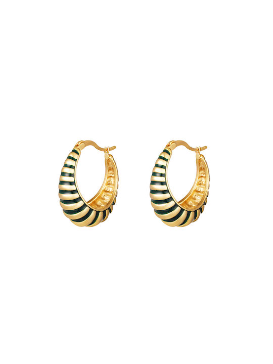 Yehwang Earrings Hoops made of Steel Gold Plated