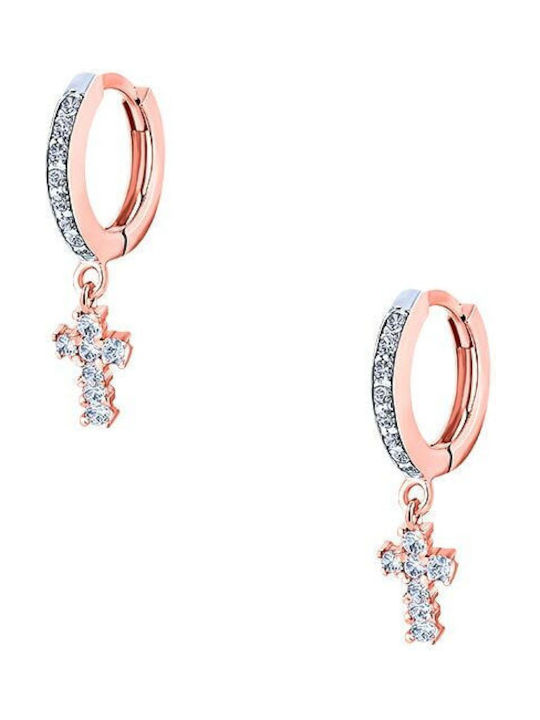 Cross" Earrings Hoops with Stones