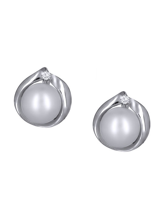 Earrings made of Platinum with Diamond & Pearls